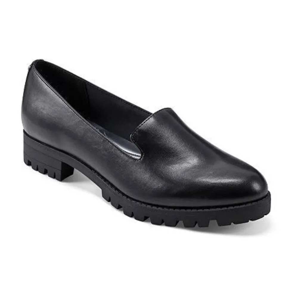 Easy Spirit Segeva3 Black Lug Sole Loafers Womens 10M Slip On Shoes SEGEVA3